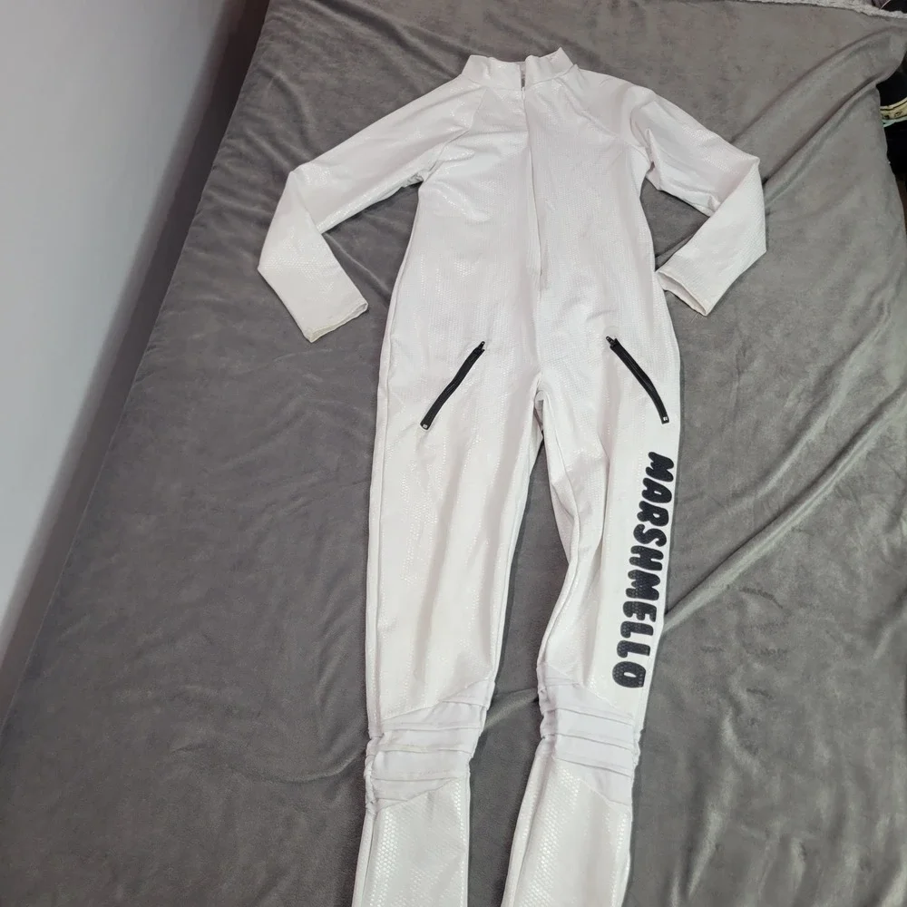 Spirit Halloween Marshmello Jumpsuit Kid Medium White Honeycomb Costume 01505346